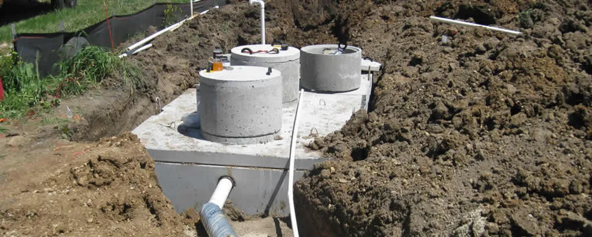 Septic system repair and installation site with tank access ports in Berkeley, CA